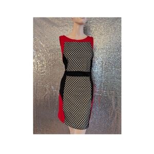 Kensie Red and Black Color Block Dress Size L